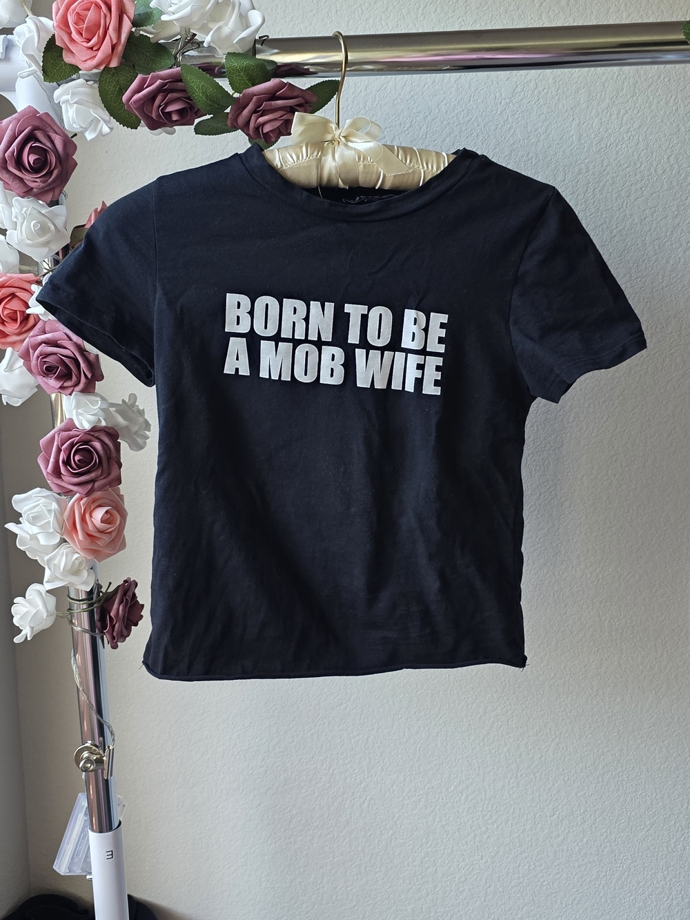 Fashion Nova Black Cropped Top Born To Be A Mob Wife